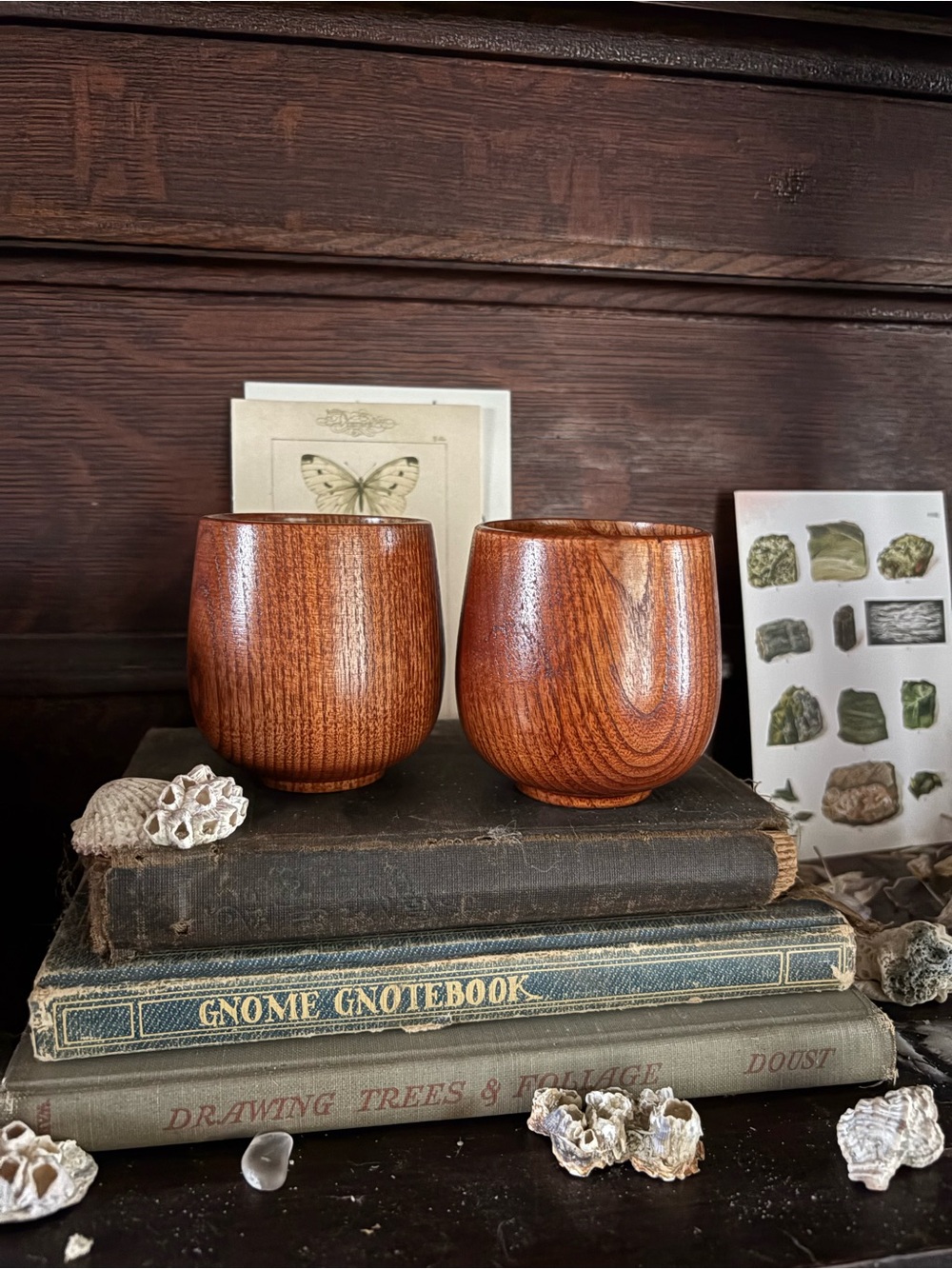 Handcrafted Wood Tumbler Pair - Warm Chestnut Brown